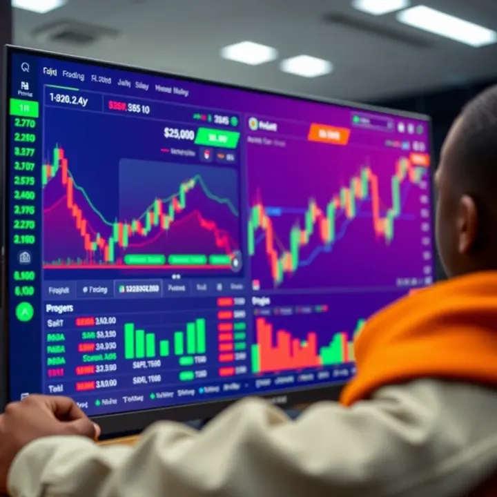 User interface of an online trading platform showing financial charts and options