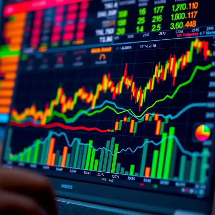 Illustration of diversified investment portfolio with various asset types including stocks and indices
