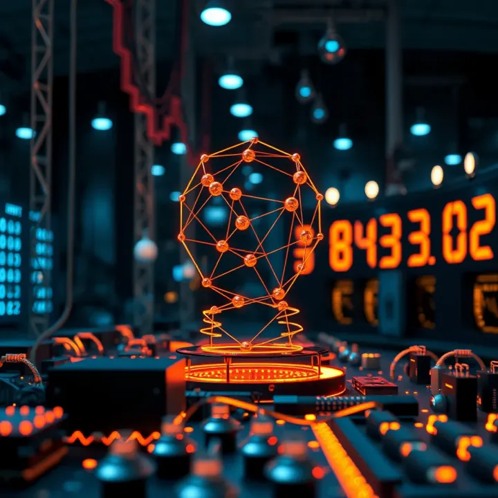 Conceptual representation of AI applications enhanced by quantum computing in diverse industries