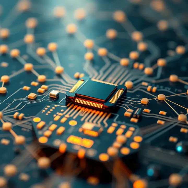Quantum computing chip interfacing with artificial intelligence neural network visualization