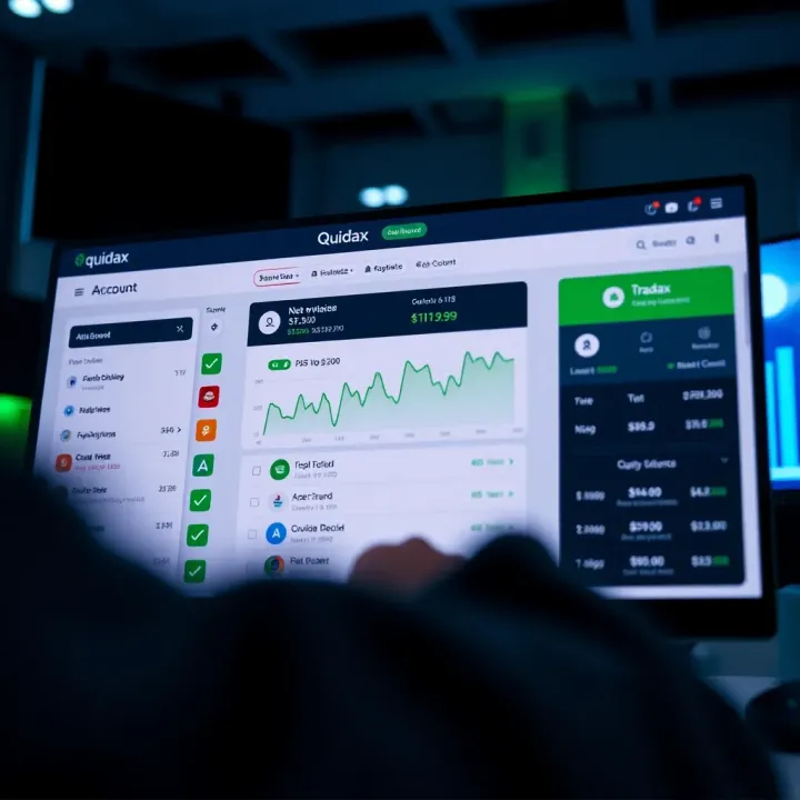 Dashboard overview displaying account balance and cryptocurrency options on Quidax platform
