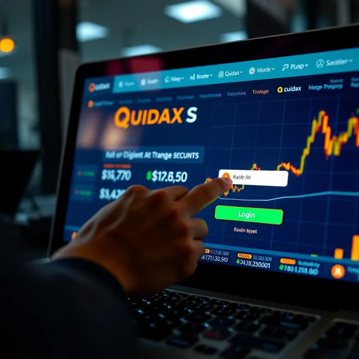 User entering login credentials on Quidax cryptocurrency exchange platform