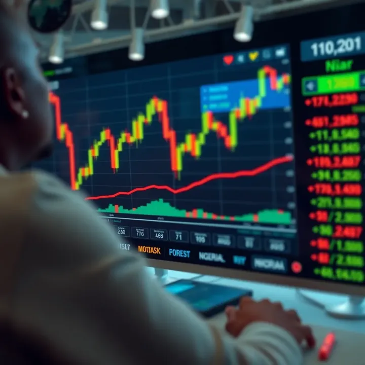 Graph showing automated forex trading system analyzing currency market trends for Nigerian naira