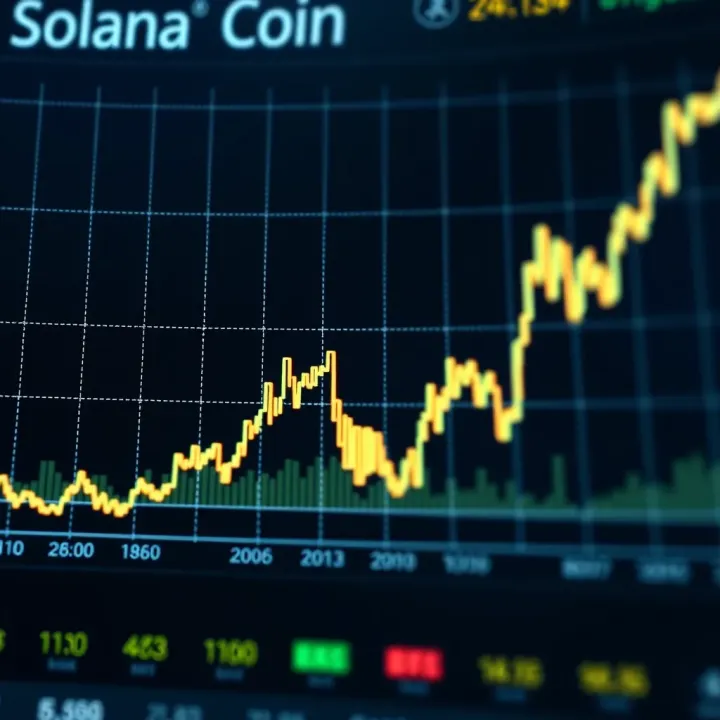Graph showing Solana cryptocurrency price trends with upward and downward movements