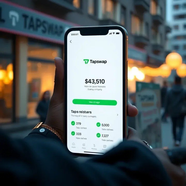 Digital interface showing Tapswap app features with Nigerian currency symbols