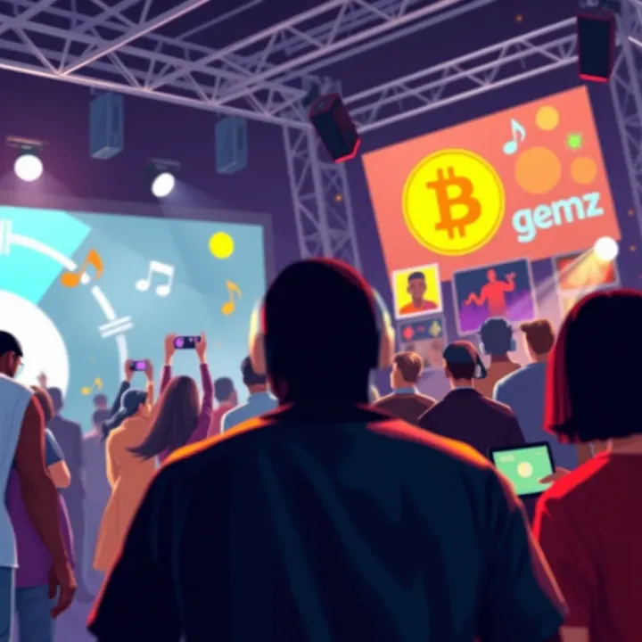 Vibrant depiction of Nigerian music culture with symbols of sound waves, trending icons, and digital connectivity