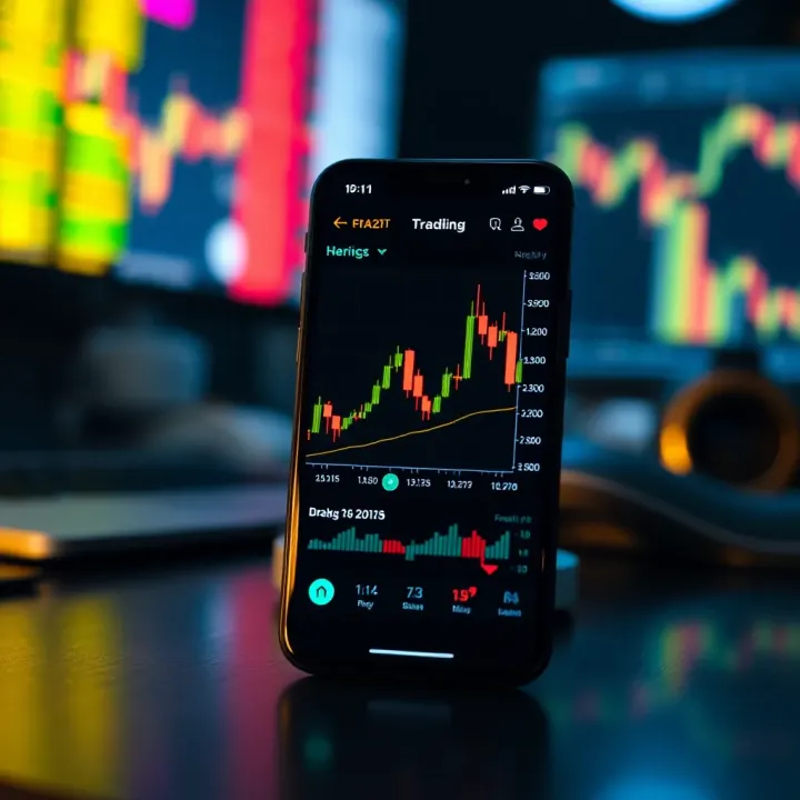 Chart analysis on a smartphone screen showing forex trading data