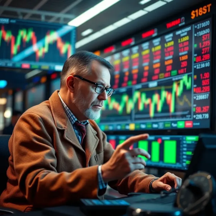 Bill Lipschutz analyzing currency charts with financial data overlays