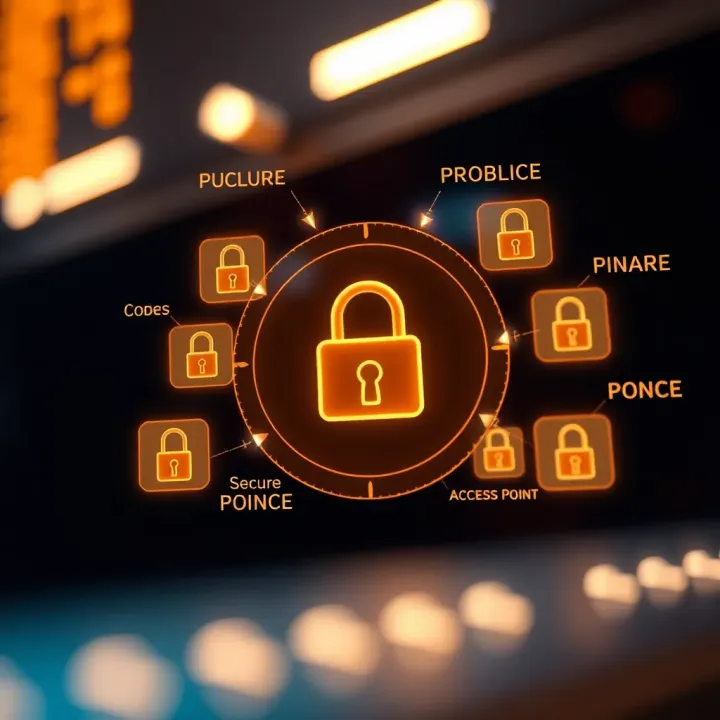 Diagram illustrating the concept of binary login authentication with digital codes and secure access points