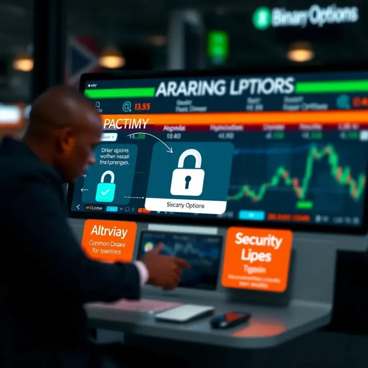 Diagram illustrating common challenges and security tips for accessing binary options accounts