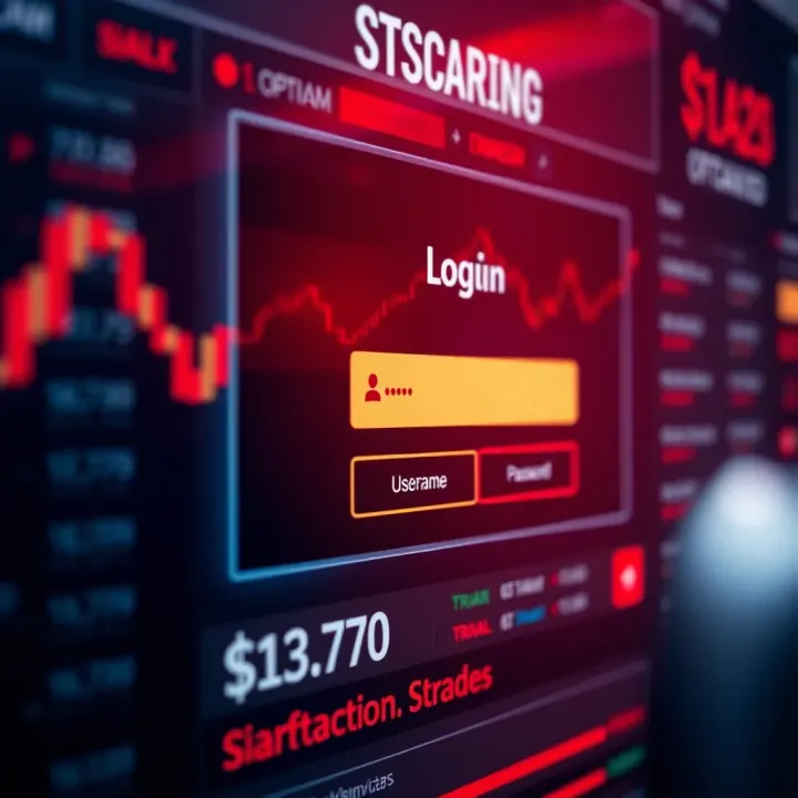 Secure login interface with username and password fields on a digital trading platform