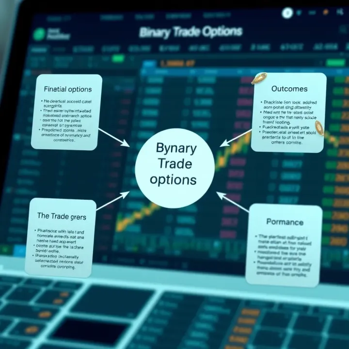 Diagram showing binary trade options and potential outcomes