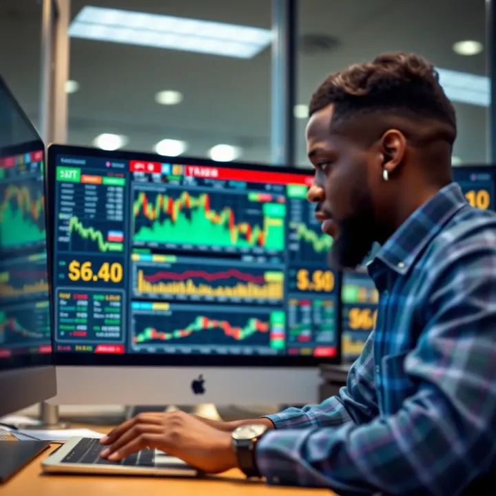 Digital platform displaying stock, forex, and commodities trading charts and data