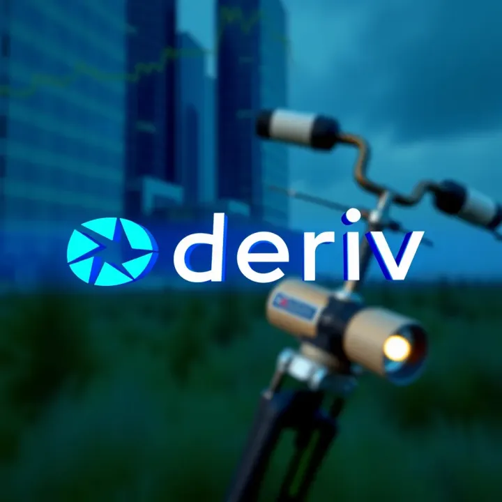 Modern Deriv logo showcasing sleek geometric shapes and vibrant blue hues symbolizing trust and innovation in financial trading