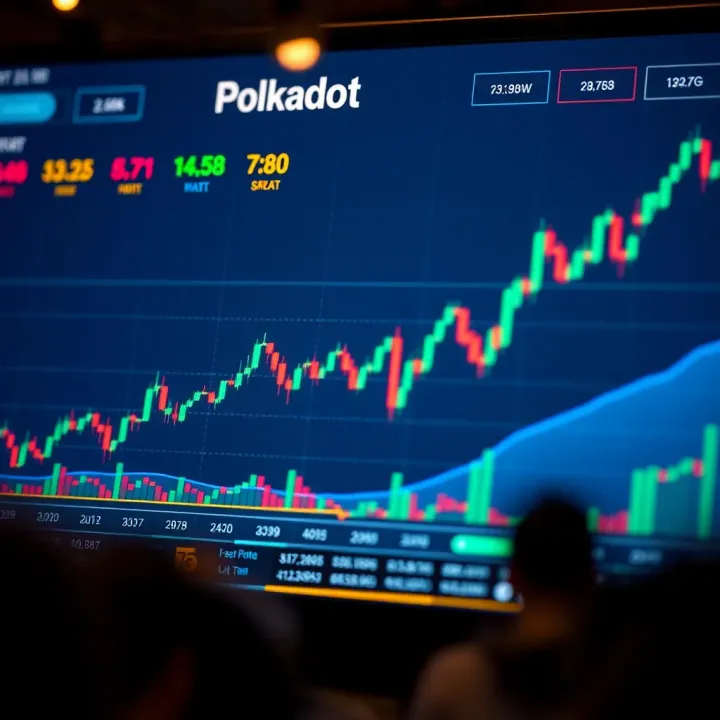 Graph showing Polkadot token price fluctuations over time with technical indicators