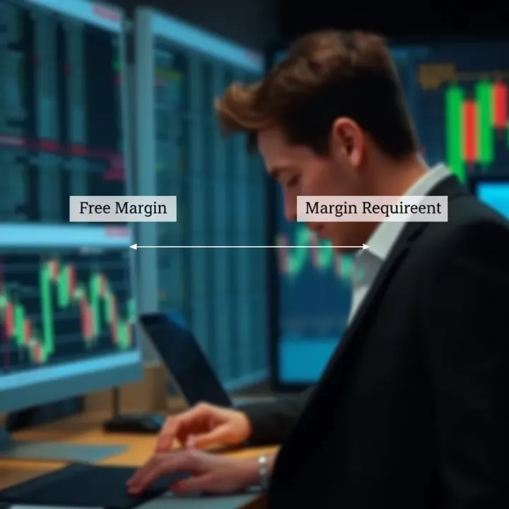 Diagram illustrating the relationship between free margin, equity, and margin requirements in forex trading