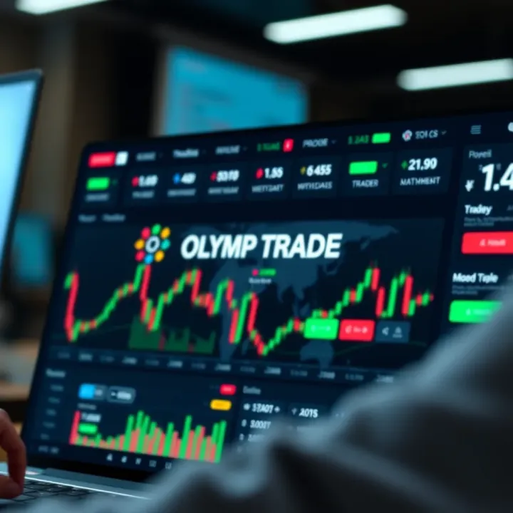 Dashboard of OlympTrade platform showing various trading options and graphical data