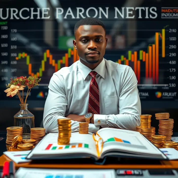 Visual representation of business growth with financial charts and Nigerian cultural elements