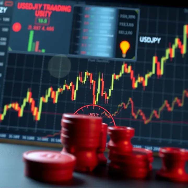 Graph depicting USDJPY currency pair fluctuations with economic and geopolitical markers