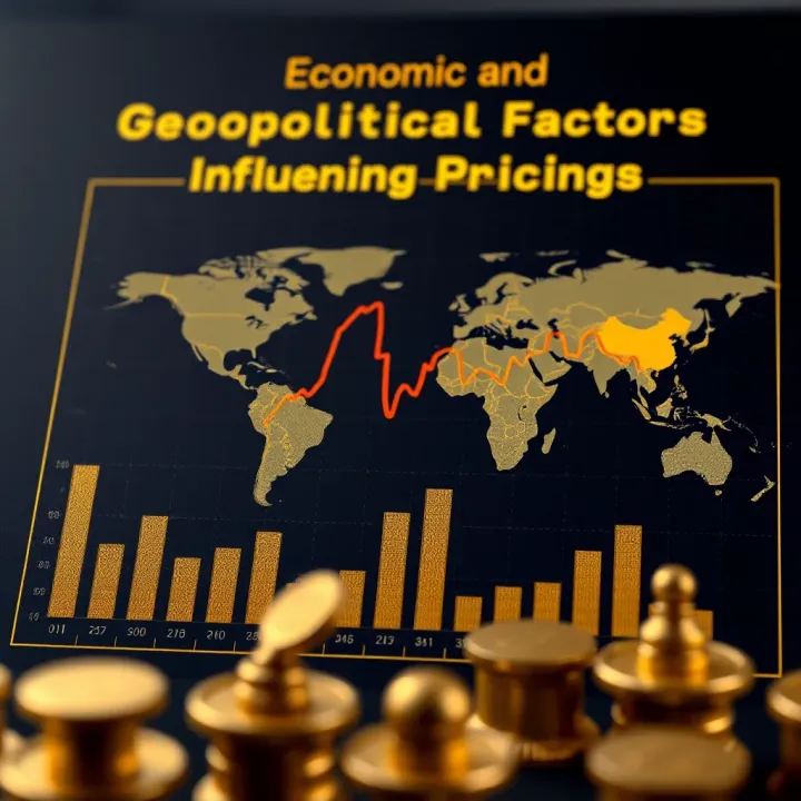 Graphic illustrating economic indicators and geopolitical events impacting gold prices
